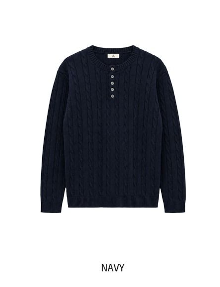 [UL] Mua Cable Henley Neck Basic Knit
