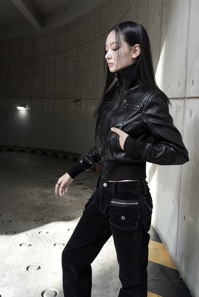 26FW★ VENOM CROP RIB LEATHER JACKET