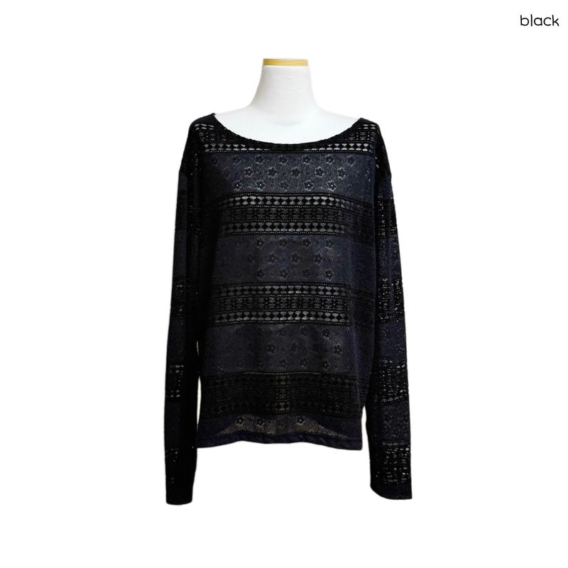 (2color) Flower Mix Lace Sheer Knit