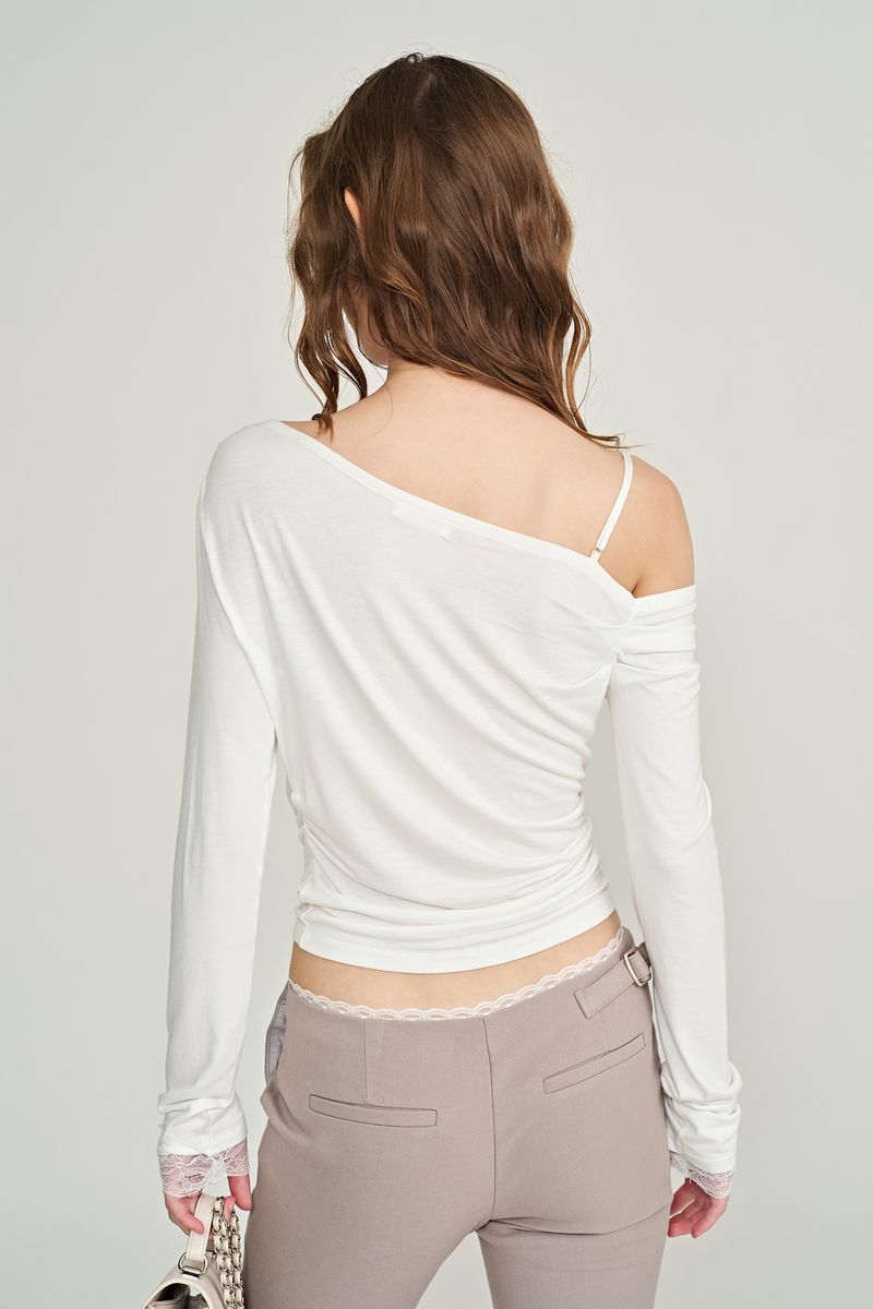 Selena lace drape top, Ivory