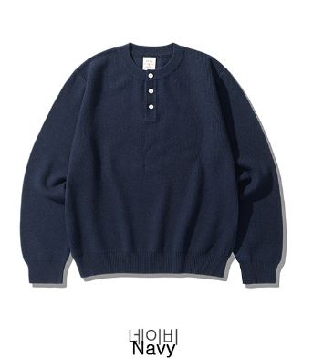 26FW★ ウェーブ レギュラー ヘンリーネック ニット