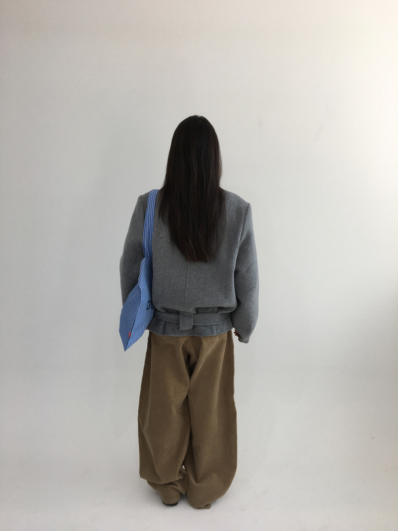 ハショ ファンネルネック ハーフ コート (2color)