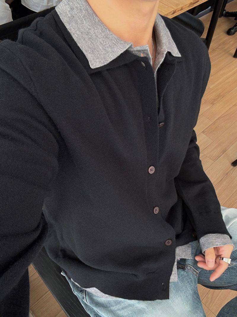 Mas layered collar cardigan