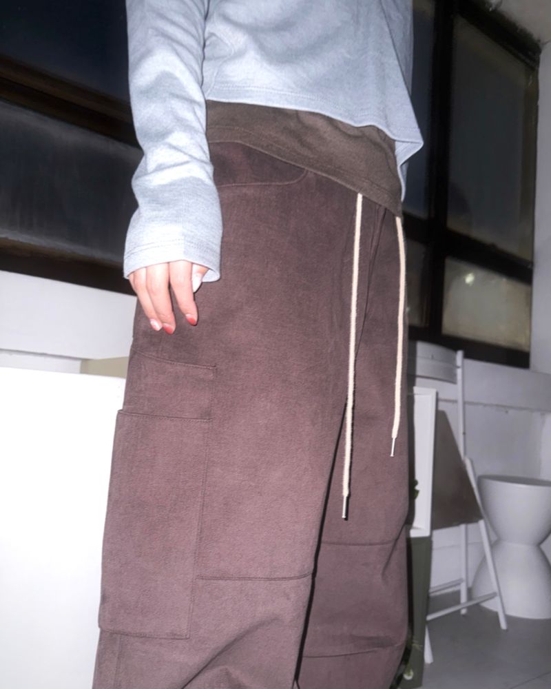 (2color) Utility Pocket Peach Wide Pants