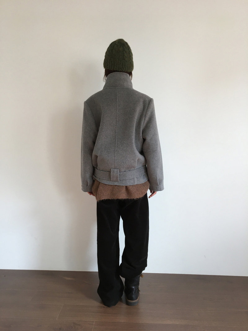 ハショ ファンネルネック ハーフ コート (2color)
