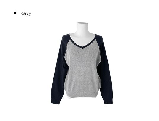 Juon Color Matching Raglan V-Neck Knit