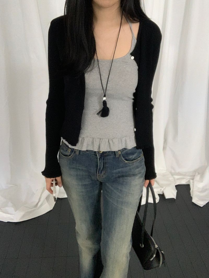 Jedrill halterneck frill sleeveless top
