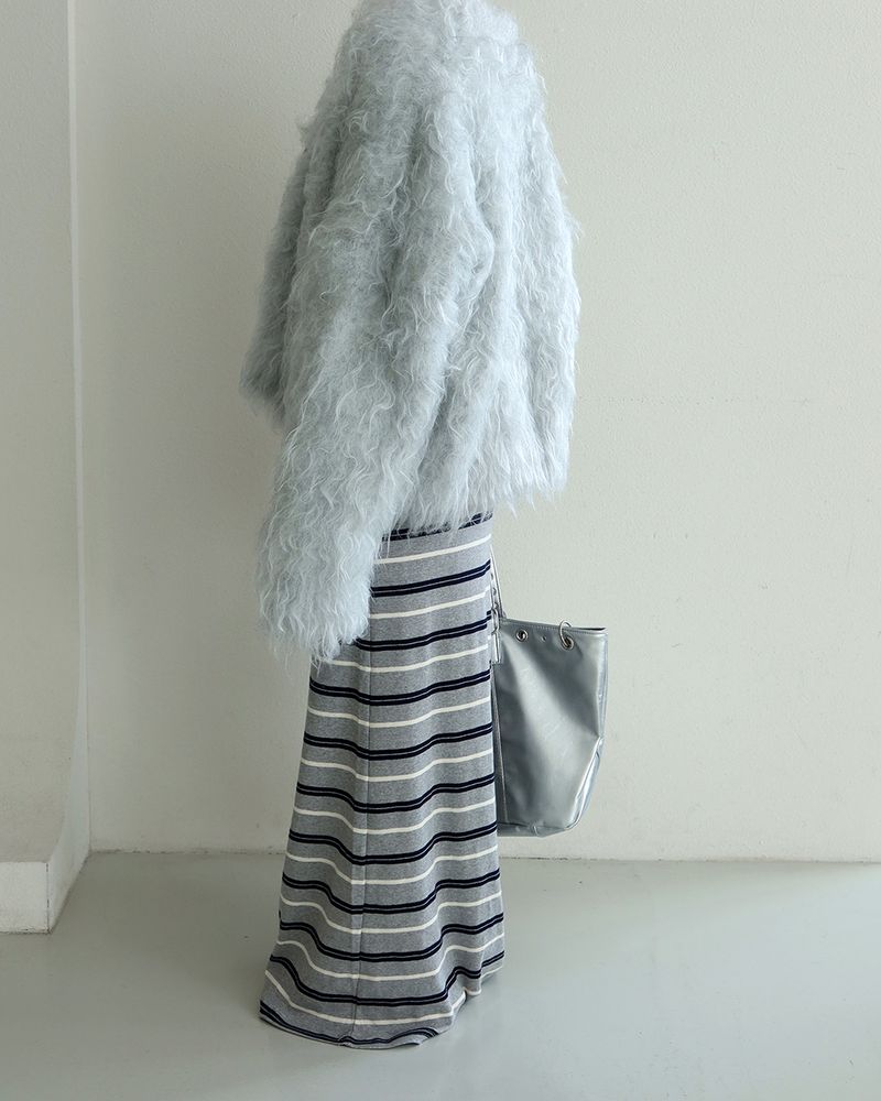 Color-Blocked Striped Maxi Long Skirt
