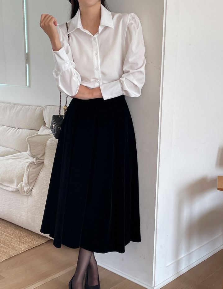 Bitten Balloon Sleeve Shirt Blouse