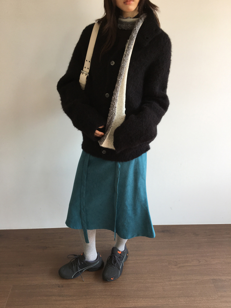 Low-tie midi skirt (2color)