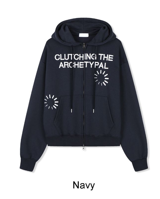 Arc Circle Embroidered Hood Zip-up