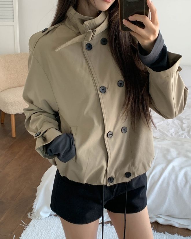Monic High-Neck Buckle Trench Jacket