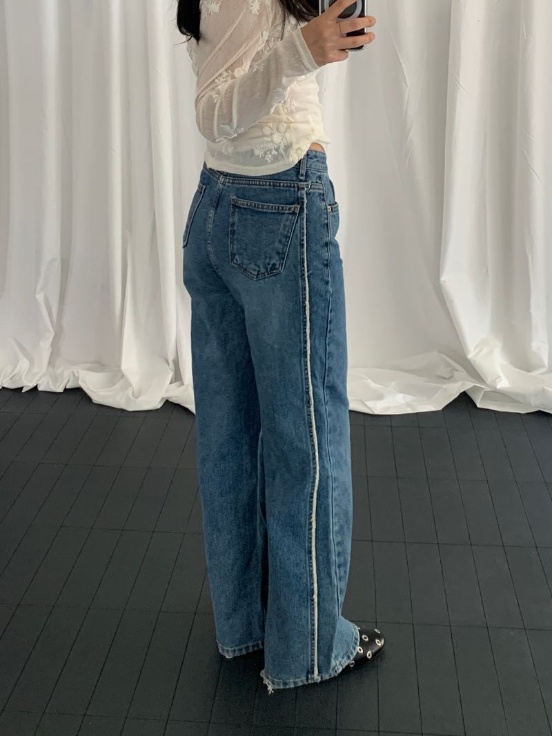[S-3XL] Ariel Tweed Denim Pants