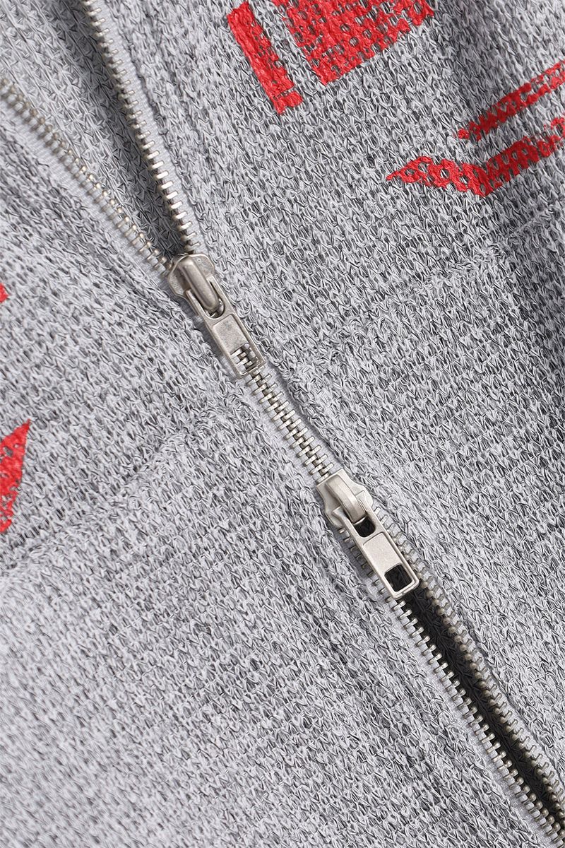 Vintage Graphic Waffle Hood Zip-Up