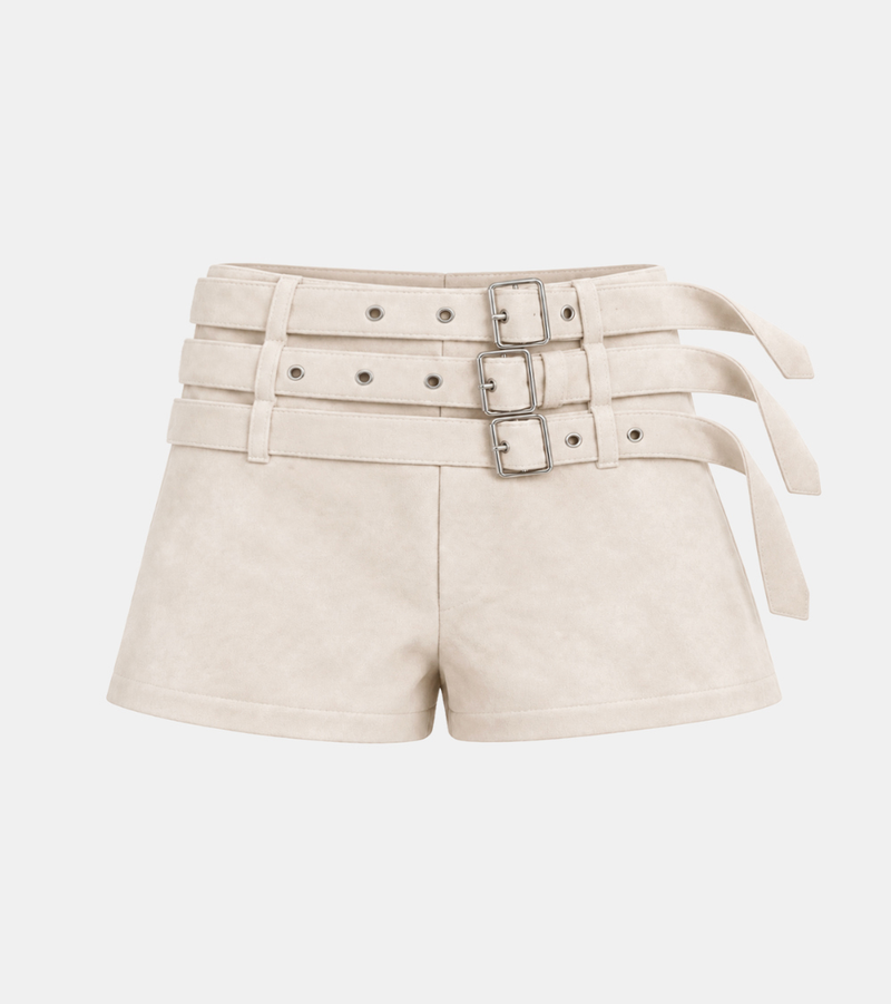 Triple Buckle Belt Shorts