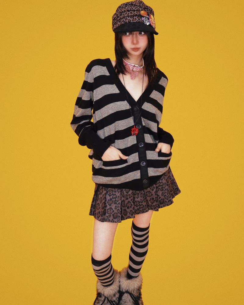レオパード ヘッドスカーフ キャップ (2color)