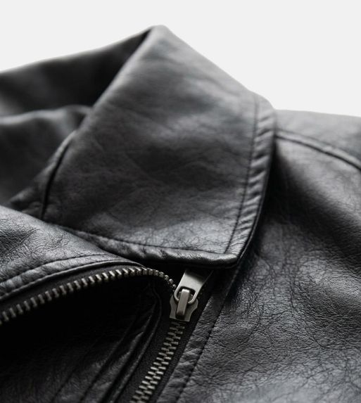 Cross Zip Leather Jacket