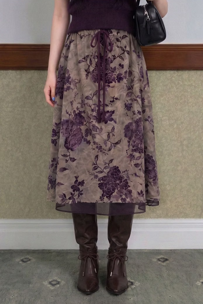 VINTAGE WILD-ROSE LAYERED SKIRT