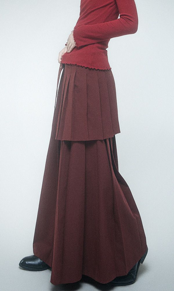 Pleated Wrap layered skirt