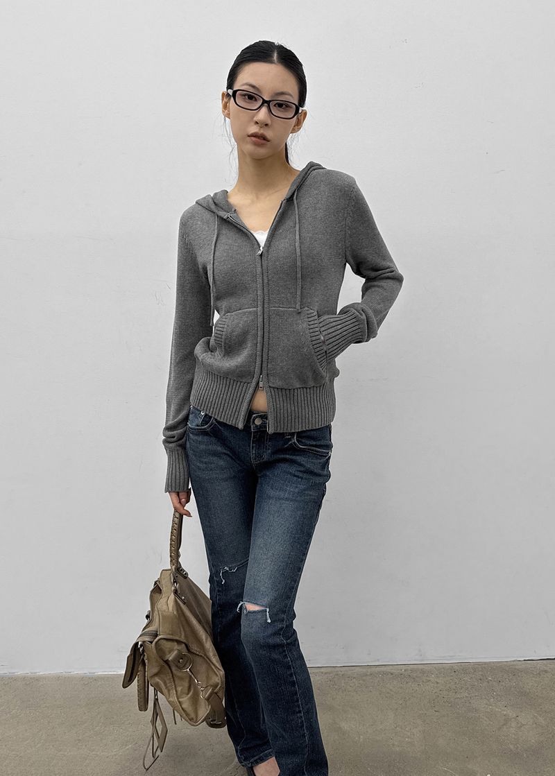 [MADE] Kurone Hooded Knit Zip-up