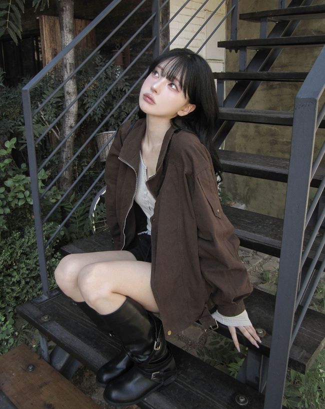 Kaen Button Slim Ribbed Long Sleeve