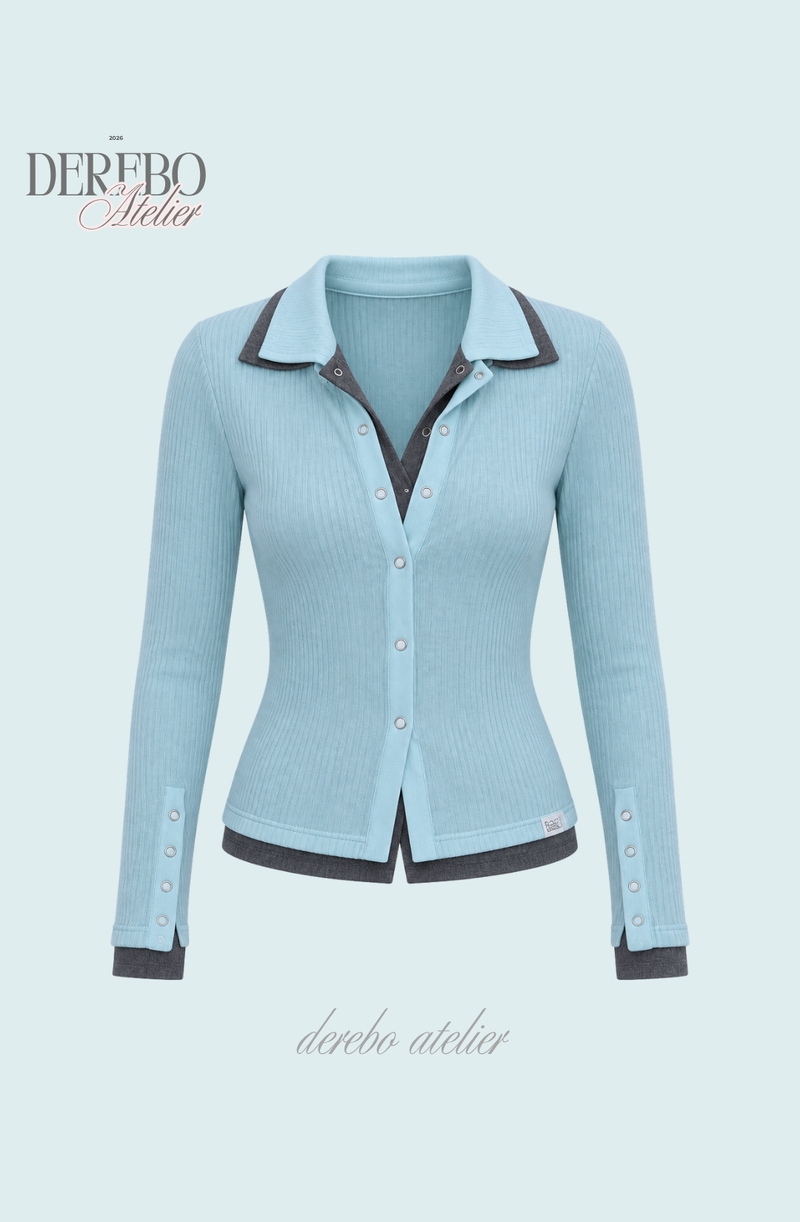 Blue Moon Collar Layered Long Sleeve Button Top