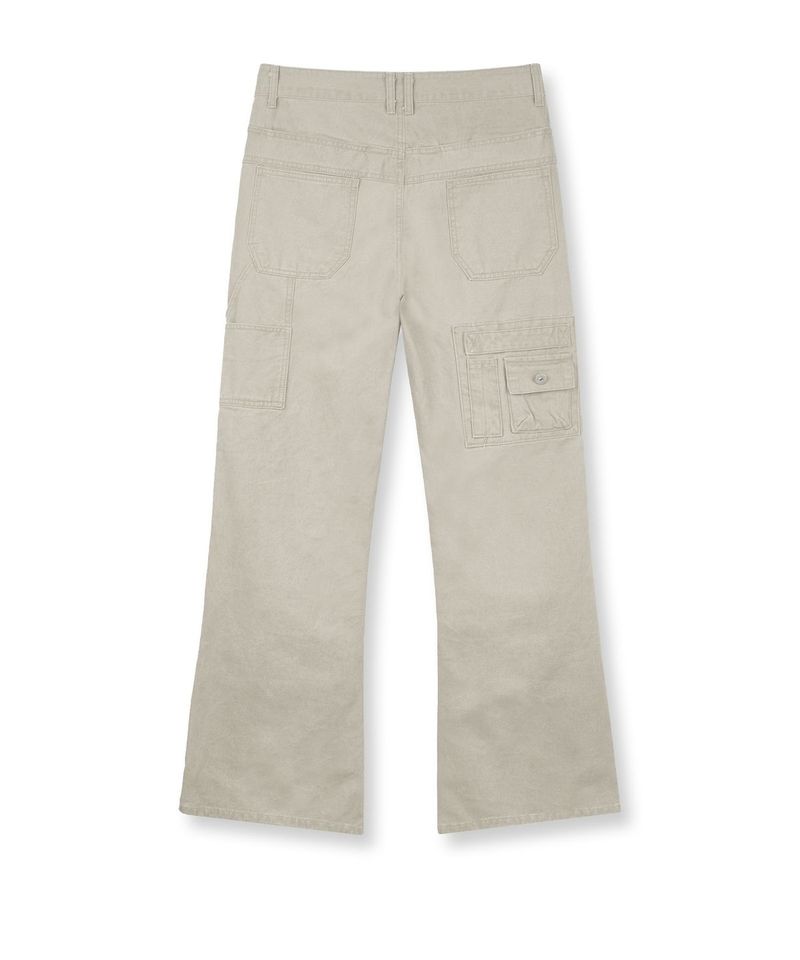 Washed Multi-Pocket Semi-Flare Pants - Light Gray