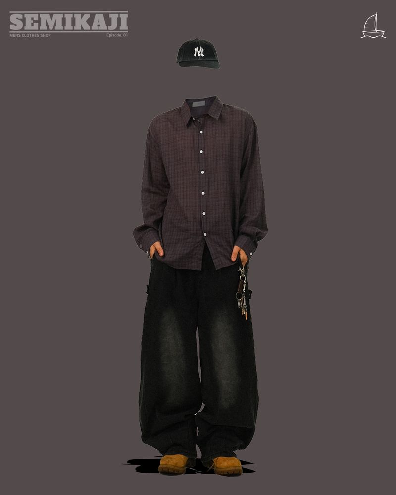 SH Snap Washed Wide-Fit Denim Pants