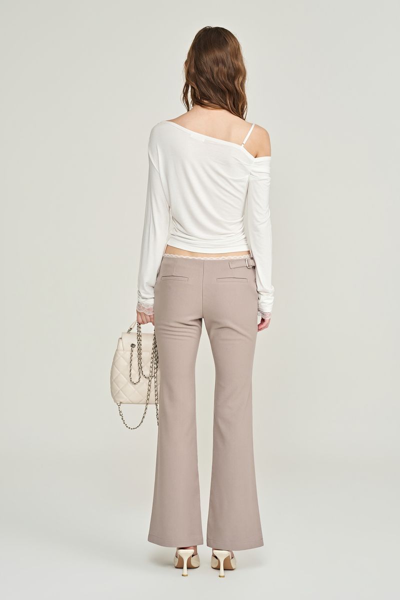 Ivy lace bootcut trousers, Taupe