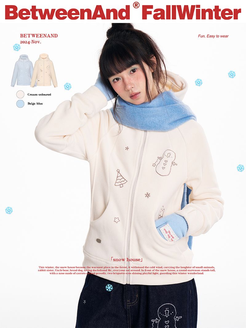 BETWEENAND（ビトゥウィーンアンド）の「BETWEENAND Women’s winter hoodie jacket with plush texture, original design, wind and snow protection – a sweatshirt-style outerwear piece（Tops）」