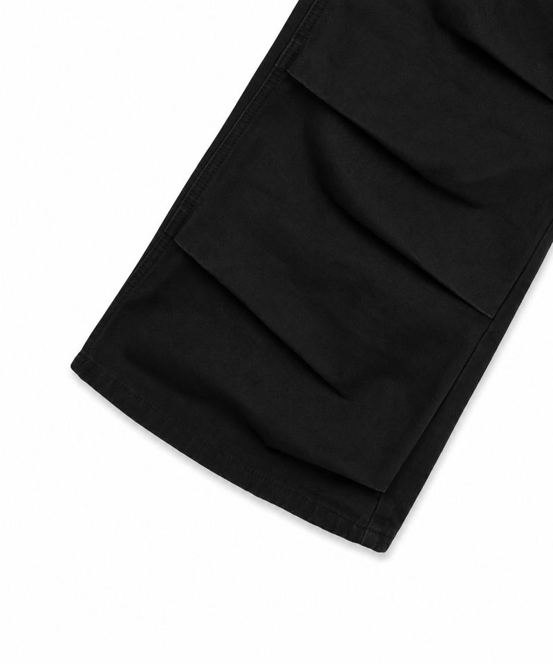 Washed Multi-Pocket Semi-Flare Pants - Black
