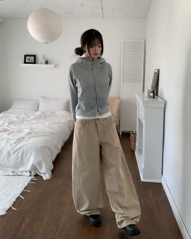 ウェディ スタッズバックポケット ワイドコットンパンツ