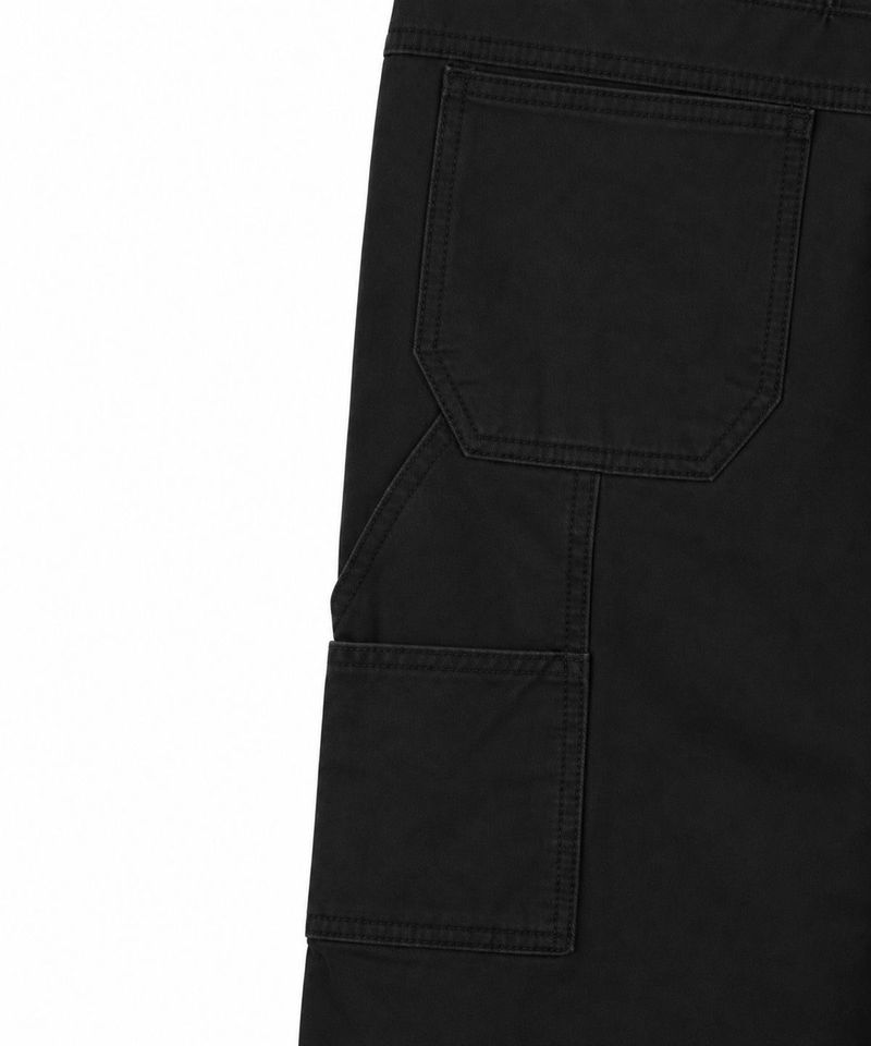 Washed Multi-Pocket Semi-Flare Pants - Black