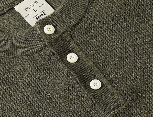 26FW★ ウェーブ レギュラー ヘンリーネック ニット