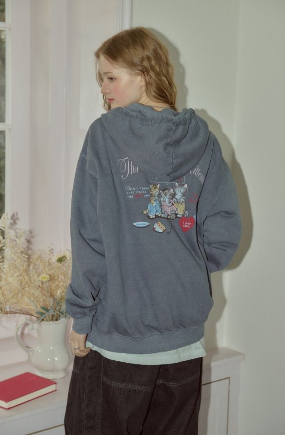 26FW★ [2-WAY] Crying Kitty Pigment Hood Zip-Up