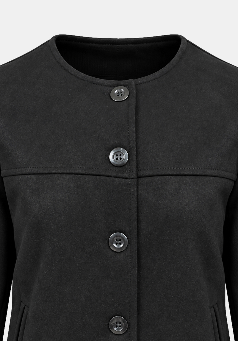 Round-Neck Suede Blouson Jacket