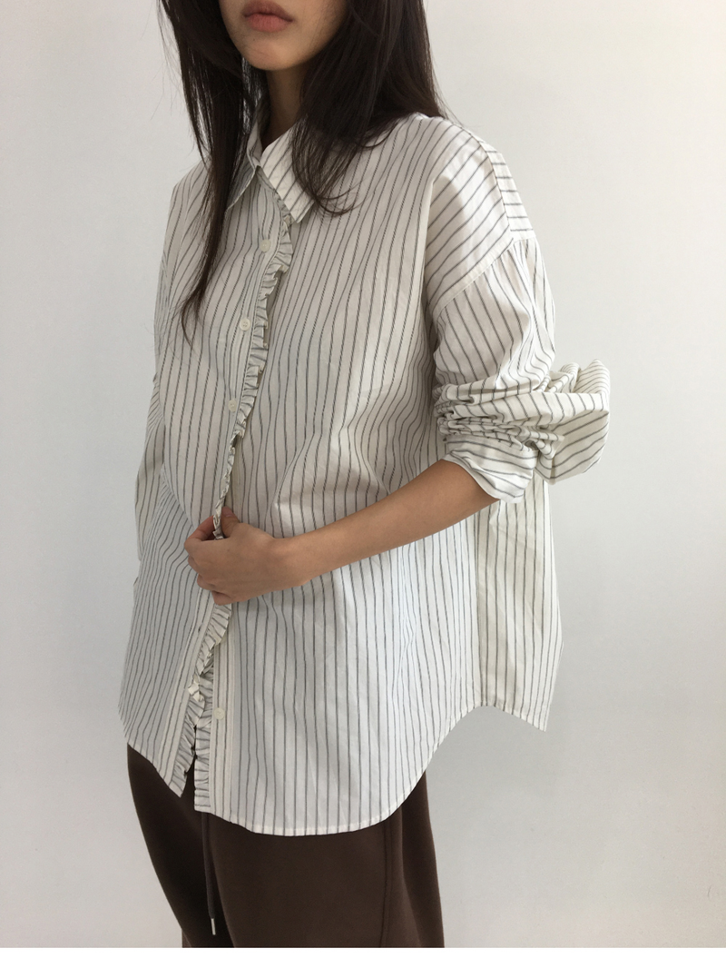 Ondes Frill Placket Shirt (2color)