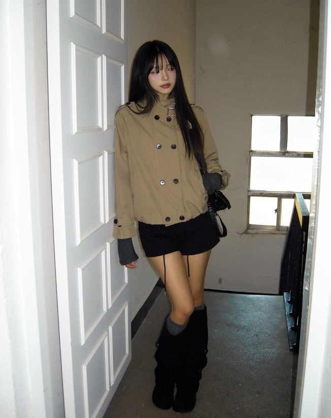 Monic High-Neck Buckle Trench Jacket