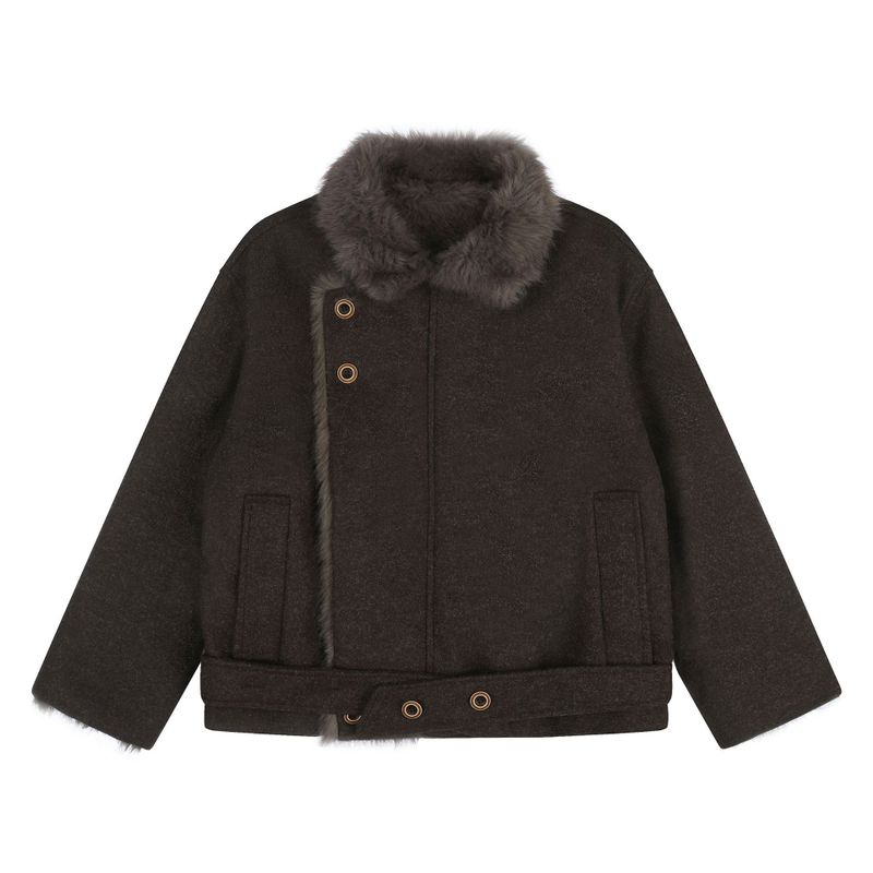 Elora Faux Fur Trim Belted Jacket