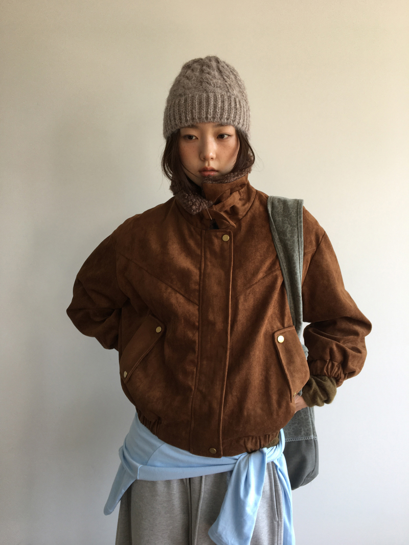 Roya Suede High-Neck Blouson (3color)