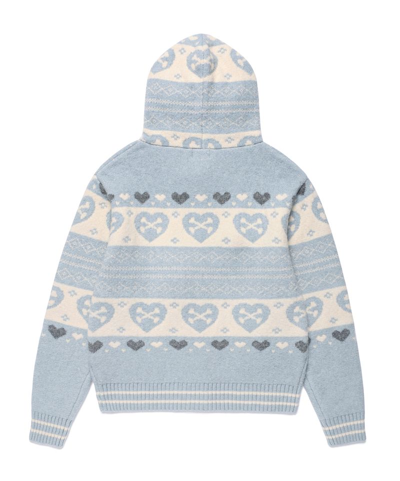 SKULL HEART NORDIC KNIT CARDIGAN BLUE (CV2GFUK680A)