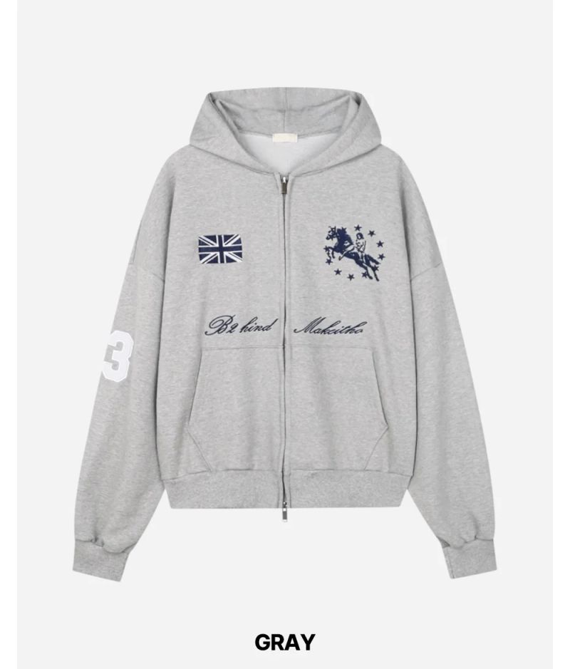 Spur Embroidery Hood Zip-up