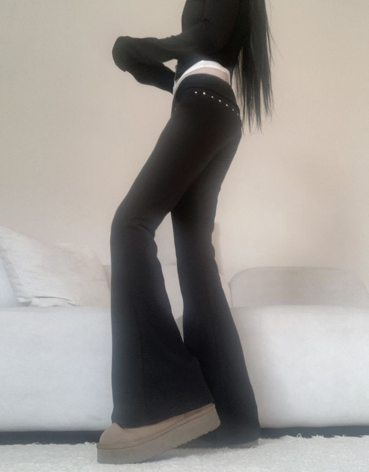 333 y2k cubic training bootcut pants (Black)
