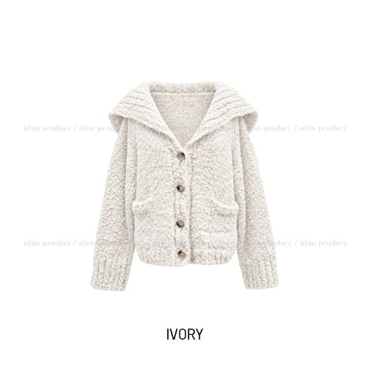 Bebe Sailor Collar Boucle Knit Cardigan