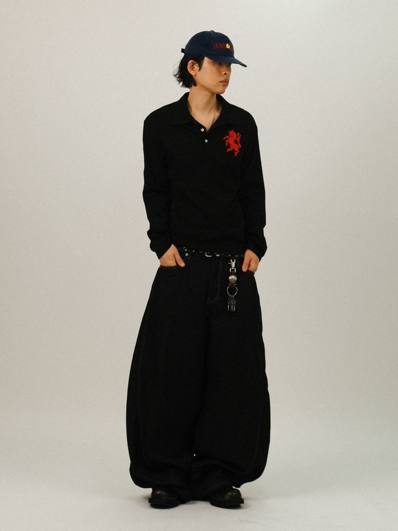 DI Color Patch Embroidery Collar T-Shirt