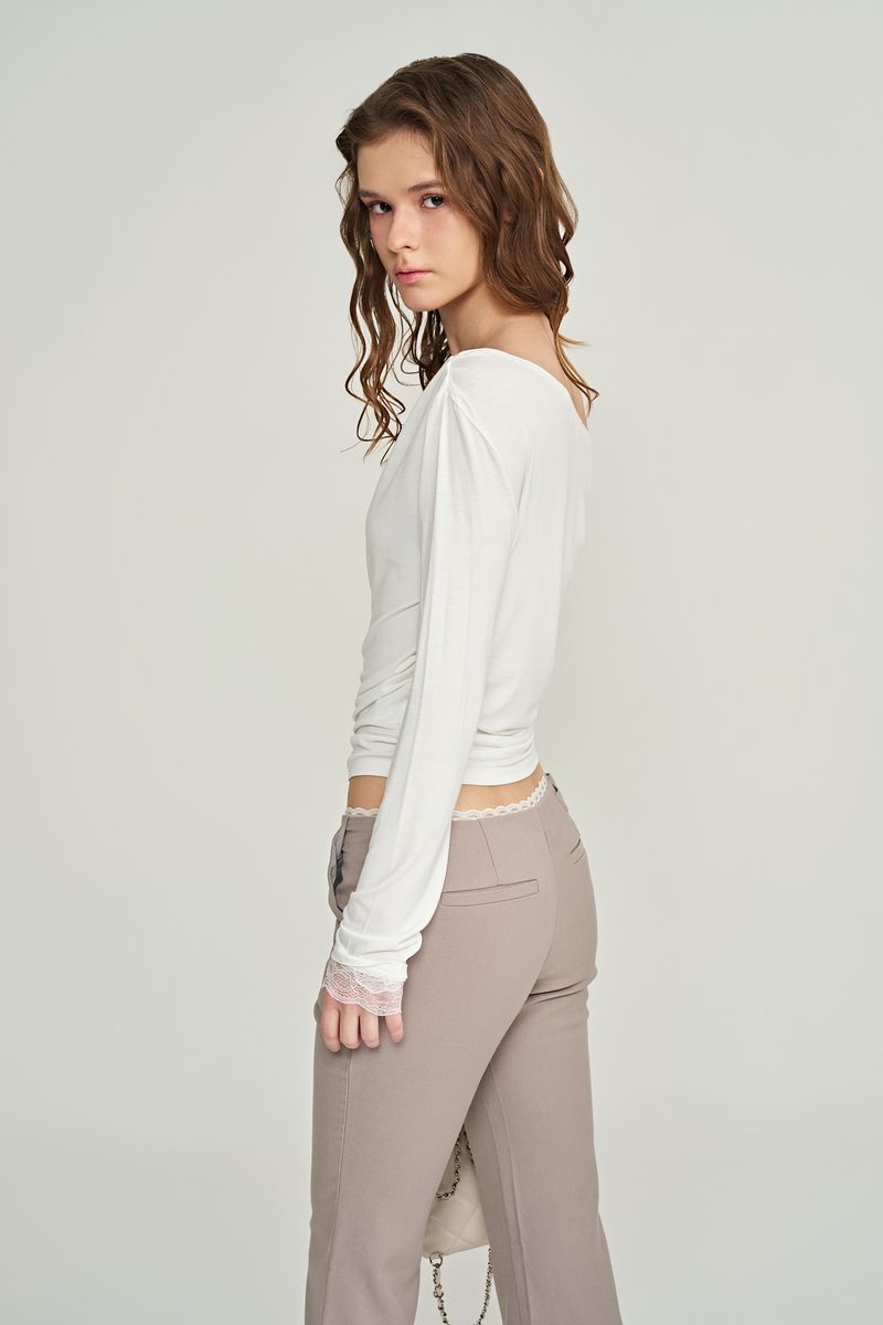 Selena lace drape top, Ivory