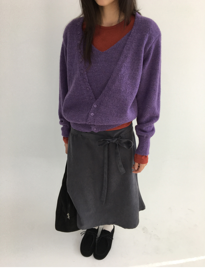 Low-tie midi skirt (2color)