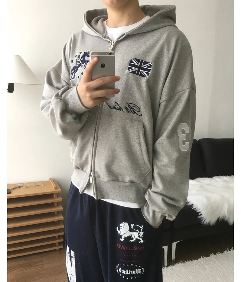 Spur Embroidery Hood Zip-up