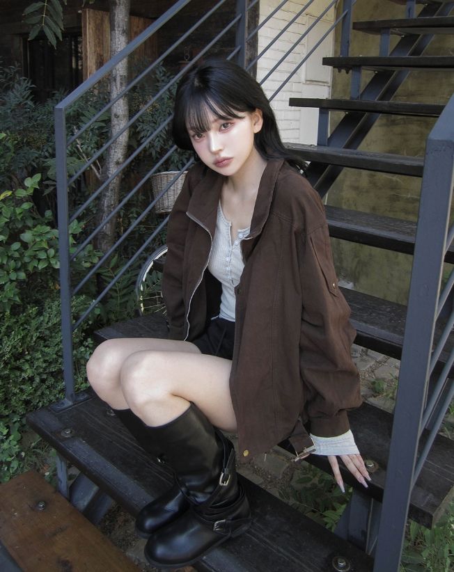 Kaen Button Slim Ribbed Long Sleeve