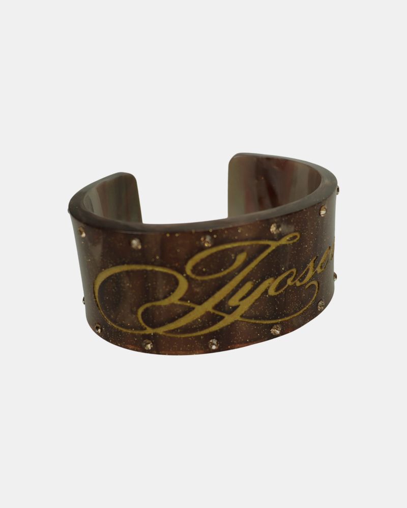 Nup Lettering Cubic Bangle Bracelet